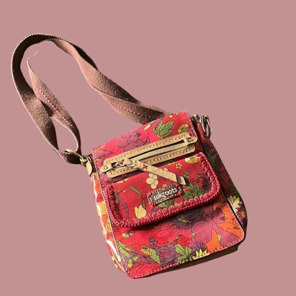 Sakroots Multicolor Floral Crossbody Bag-Red